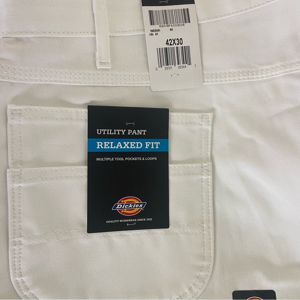 Dickies White Utility Pants Relaxed Fit Painters 42 x 30‎
